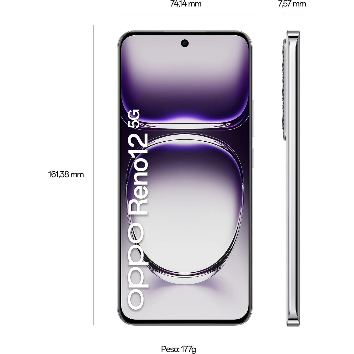 Vendita online Telefonia Oppo Reno 12  12+256GB 5G Silver costo  349,99 €  spedizione in 24h-48h pagmamento PayPal Contrassegno
