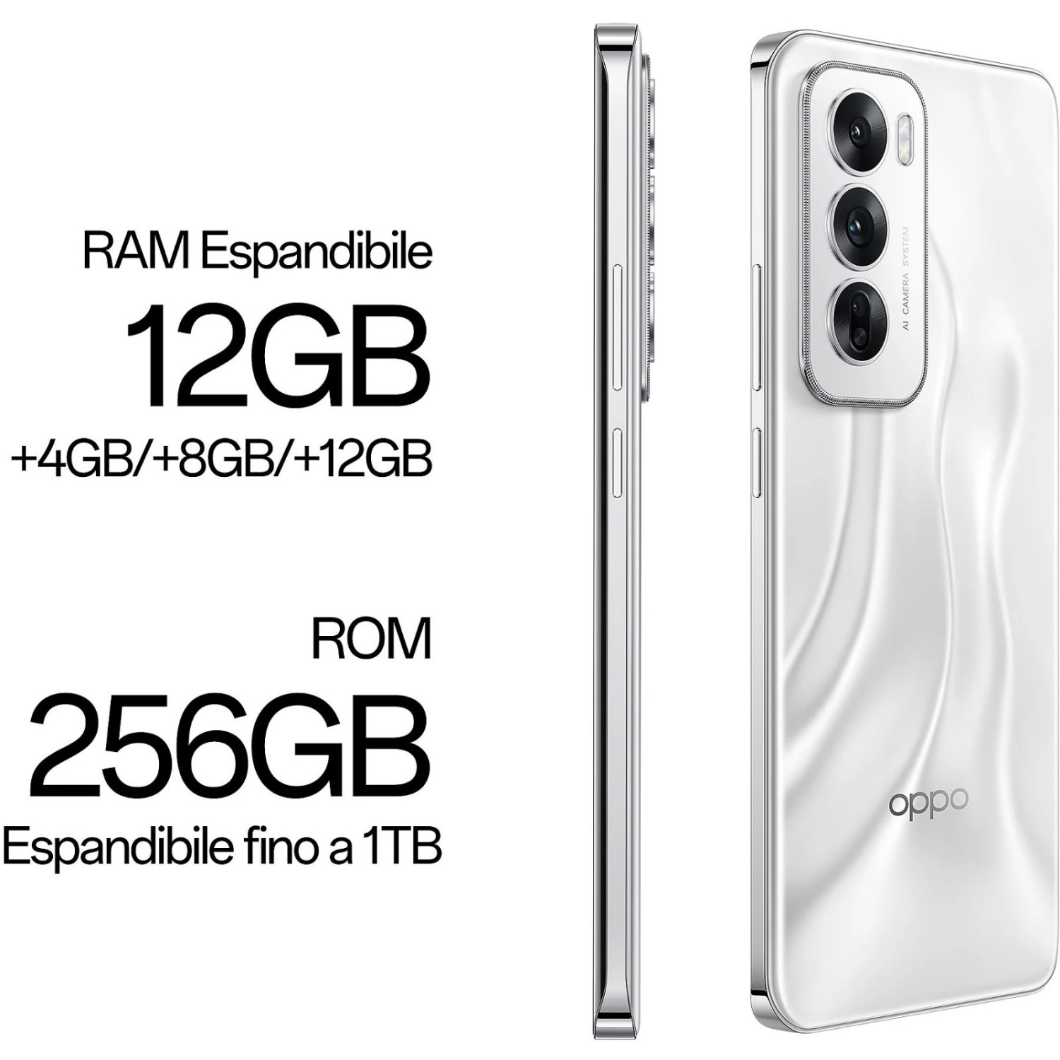 Vendita online Telefonia Oppo Reno 12  12+256GB 5G Silver costo  349,99 €  spedizione in 24h-48h pagmamento PayPal Contrassegno